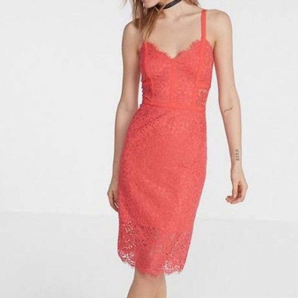 Express Coral Lace Dress